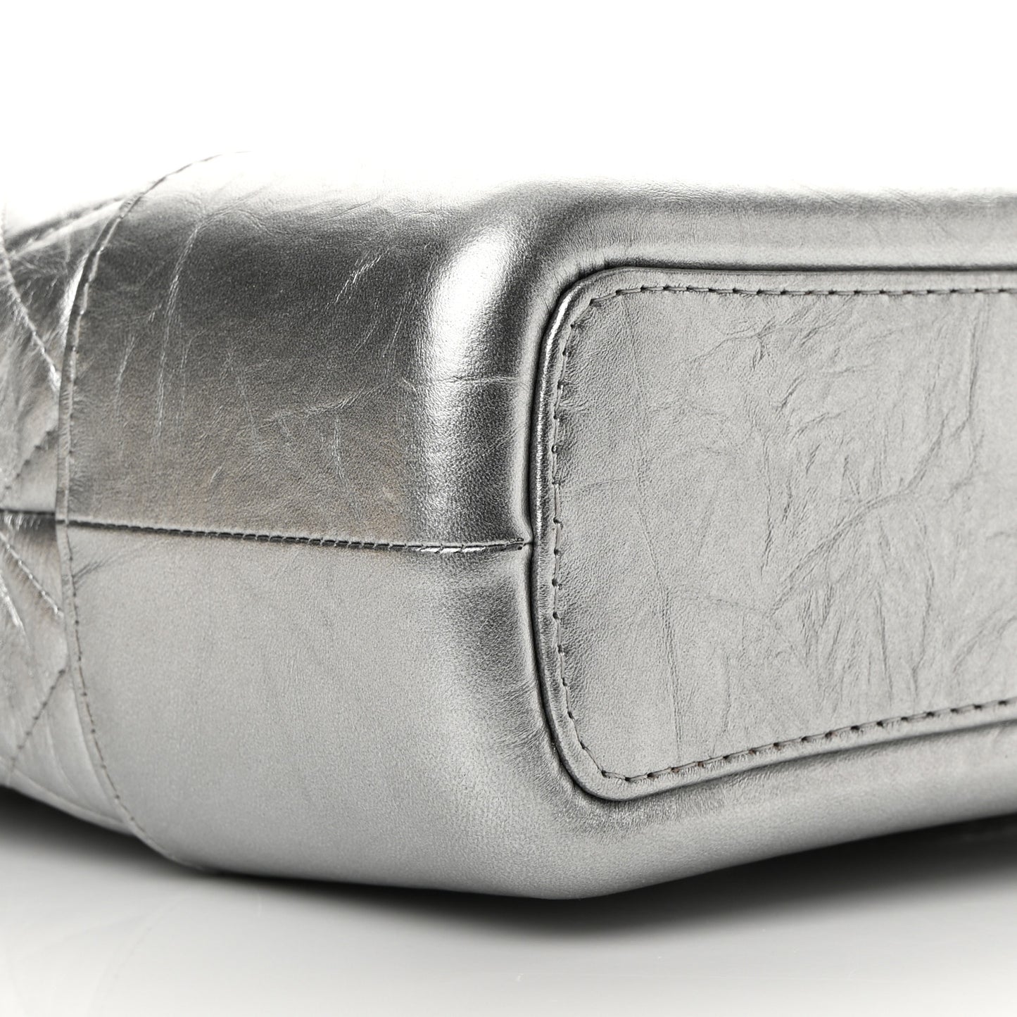 Metallic Aged Calfskin Quilted Medium Gabrielle Hobo Silver