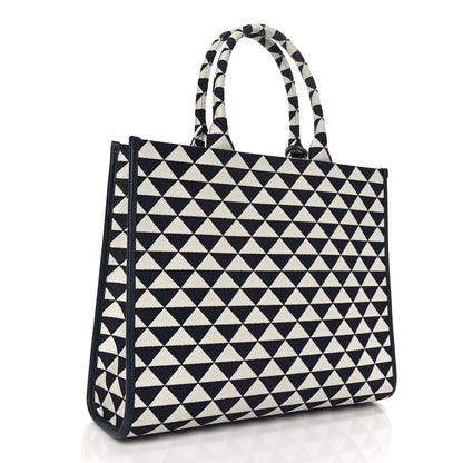 Prada Jacquard Saffiano Triangolo Symbole Embroidered Large Tote Baltico Talco 3 of 8