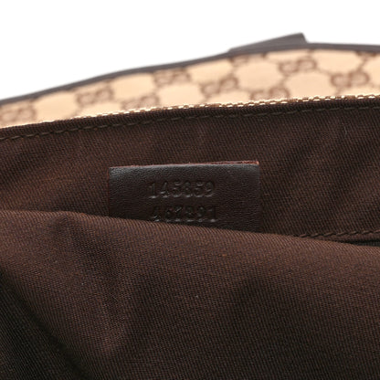 Gucci Monogram Medium Double Buckle Flap Messenger Bag Beige Dark Brown 7 of 14