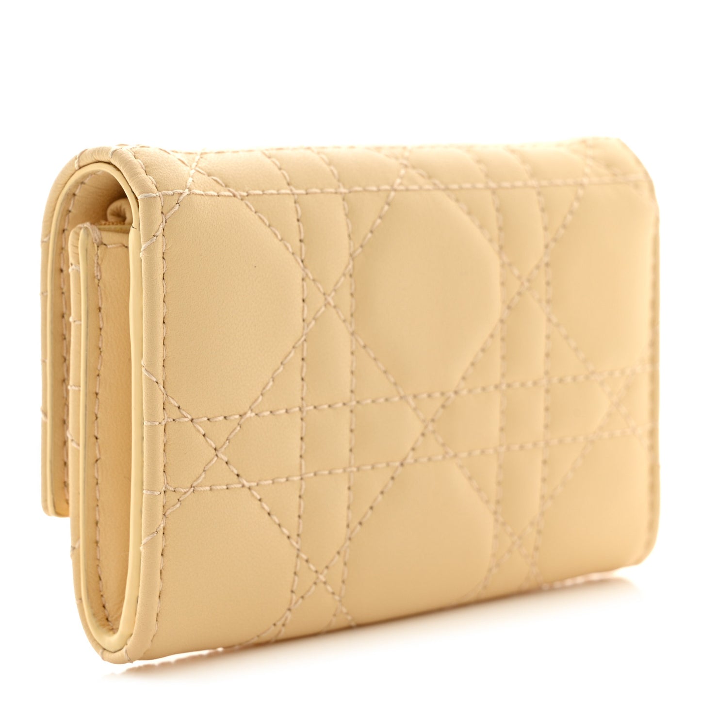 Lambskin Cannage Miss Dior Glycine Wallet Pastel Light Yellow