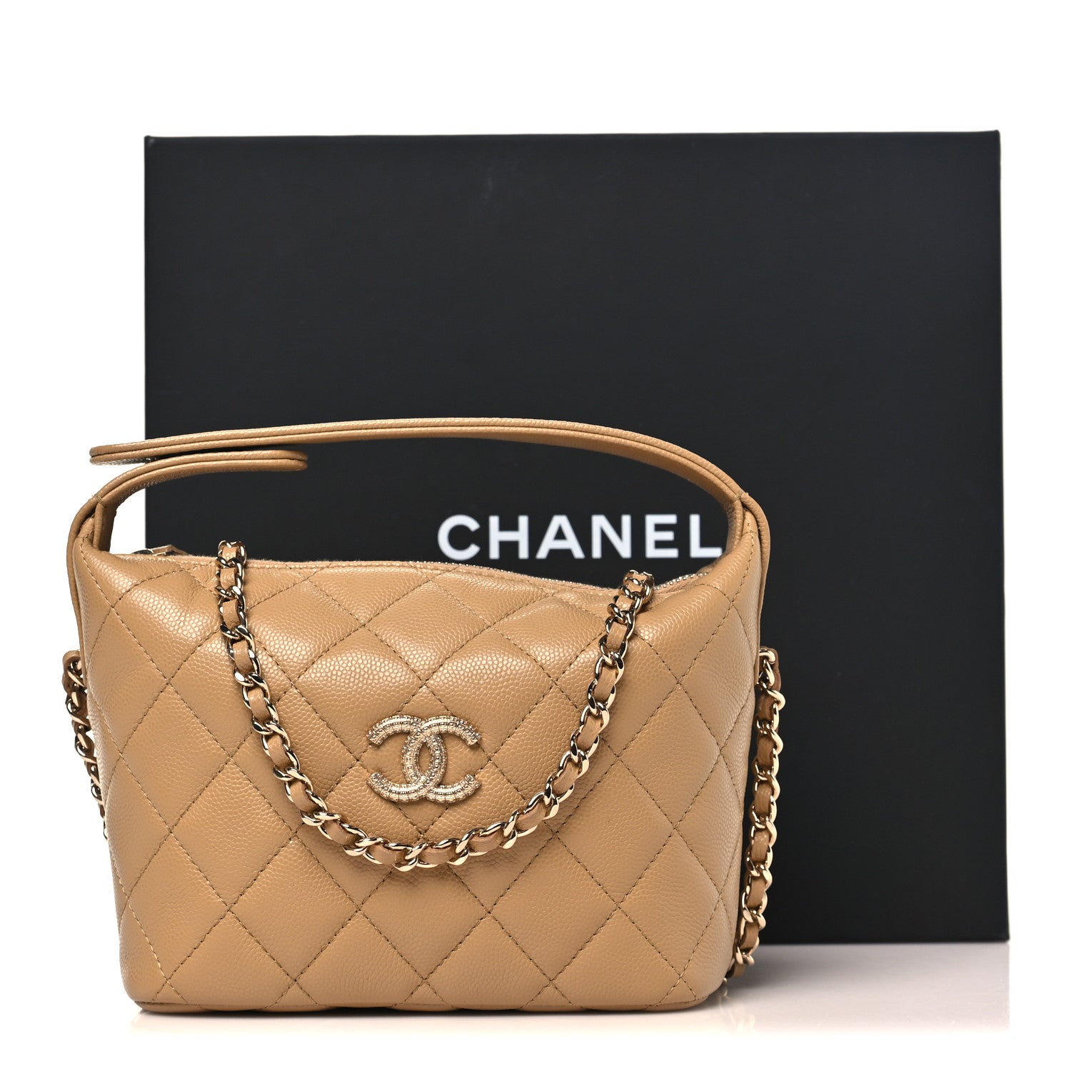 Chanel Caviar Quilted Hobo Dark Beige 11 of 11