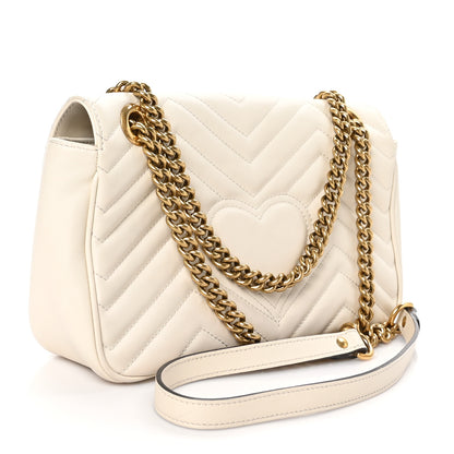 Gucci Calfskin Matelasse Small GG Marmont Shoulder Bag White 3 of 10