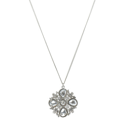 Chanel Crystal Pearl Stars CC Pendant Necklace Silver 1 of 5