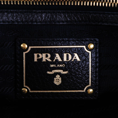Prada Cervo Double Zip Satchel Nero Black 6 of 7