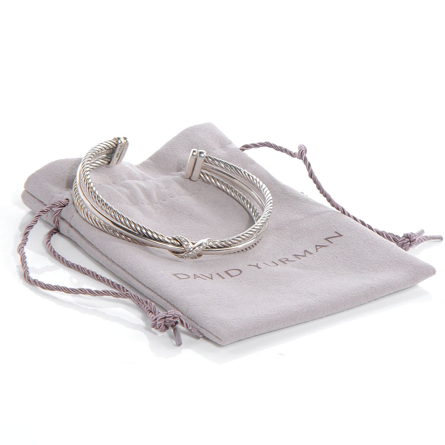 Sterling Silver Diamond Crossover X Cuff