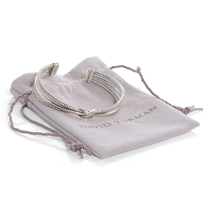 David Yurman Sterling Silver Diamond Crossover X Cuff 6 of 6