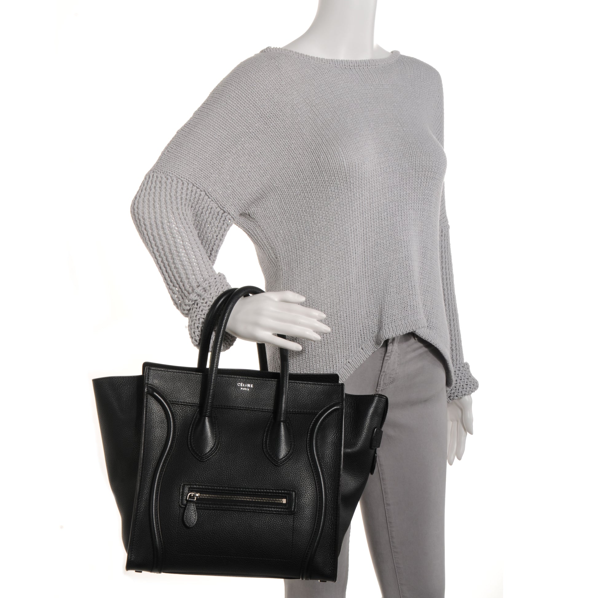 Celine Drummed Mini Luggage Black 2 of 9