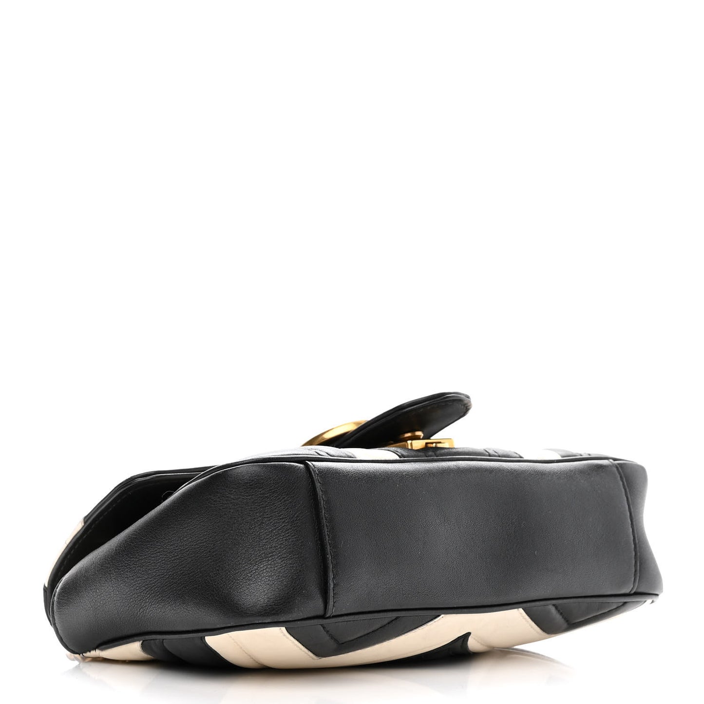 Calfskin Matelasse Mini GG Marmont Shoulder Bag Black White