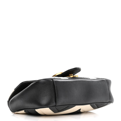 Gucci Calfskin Matelasse Mini GG Marmont Shoulder Bag Black White 4 of 15