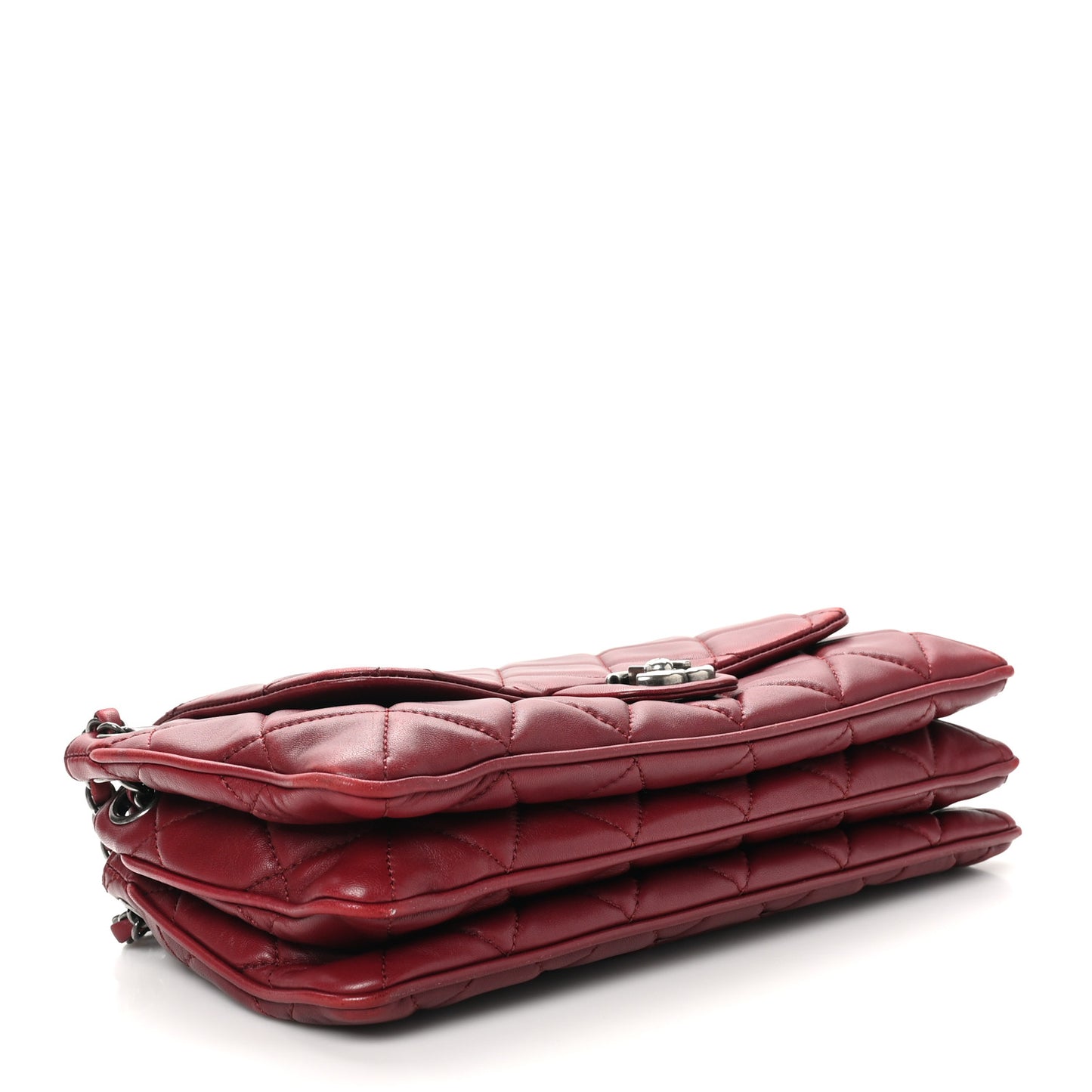 Lambskin Quilted Chanel 3 Accordion Flap Bag Red