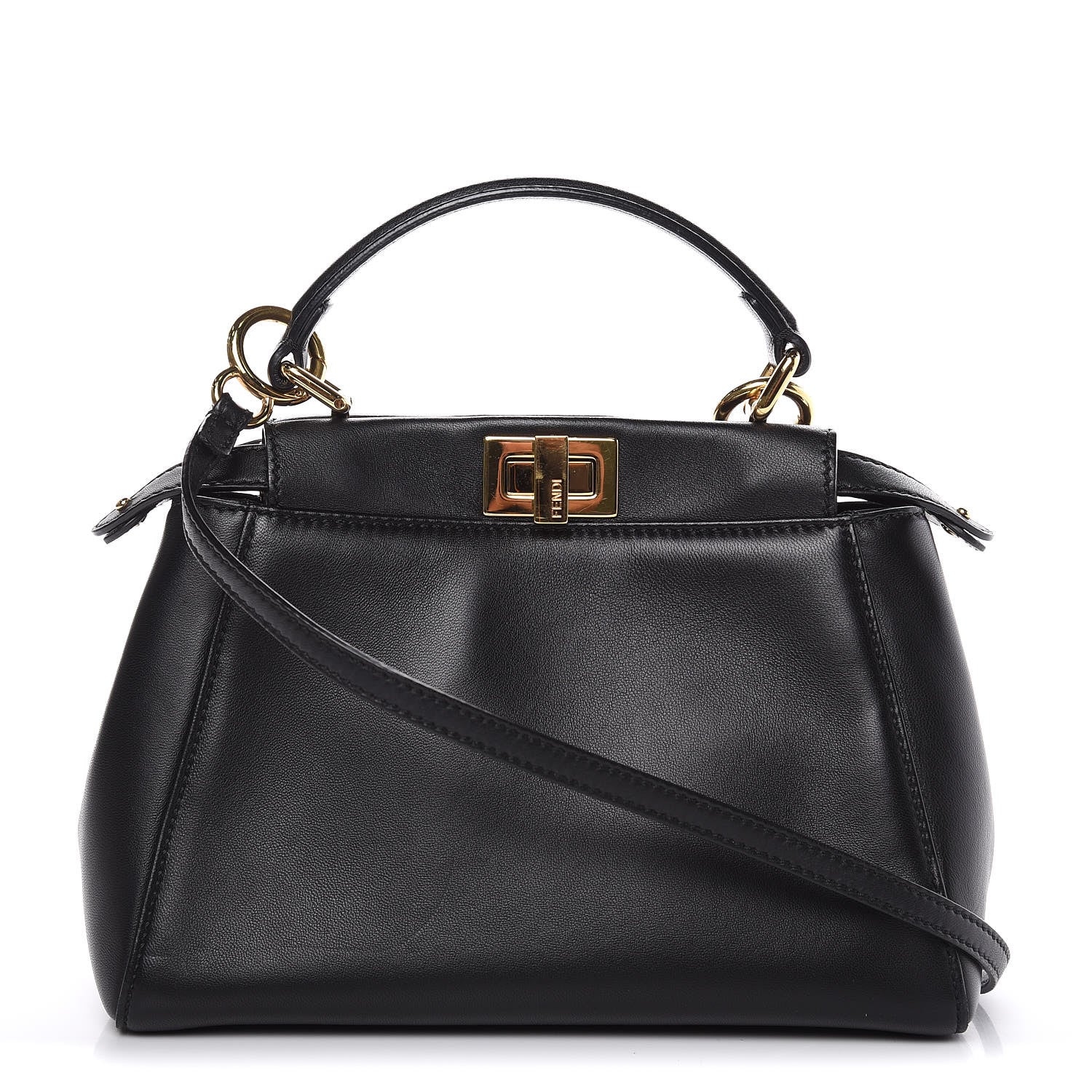 Fendi Nappa Mini Peekaboo Iconic Satchel Black 1 of 11