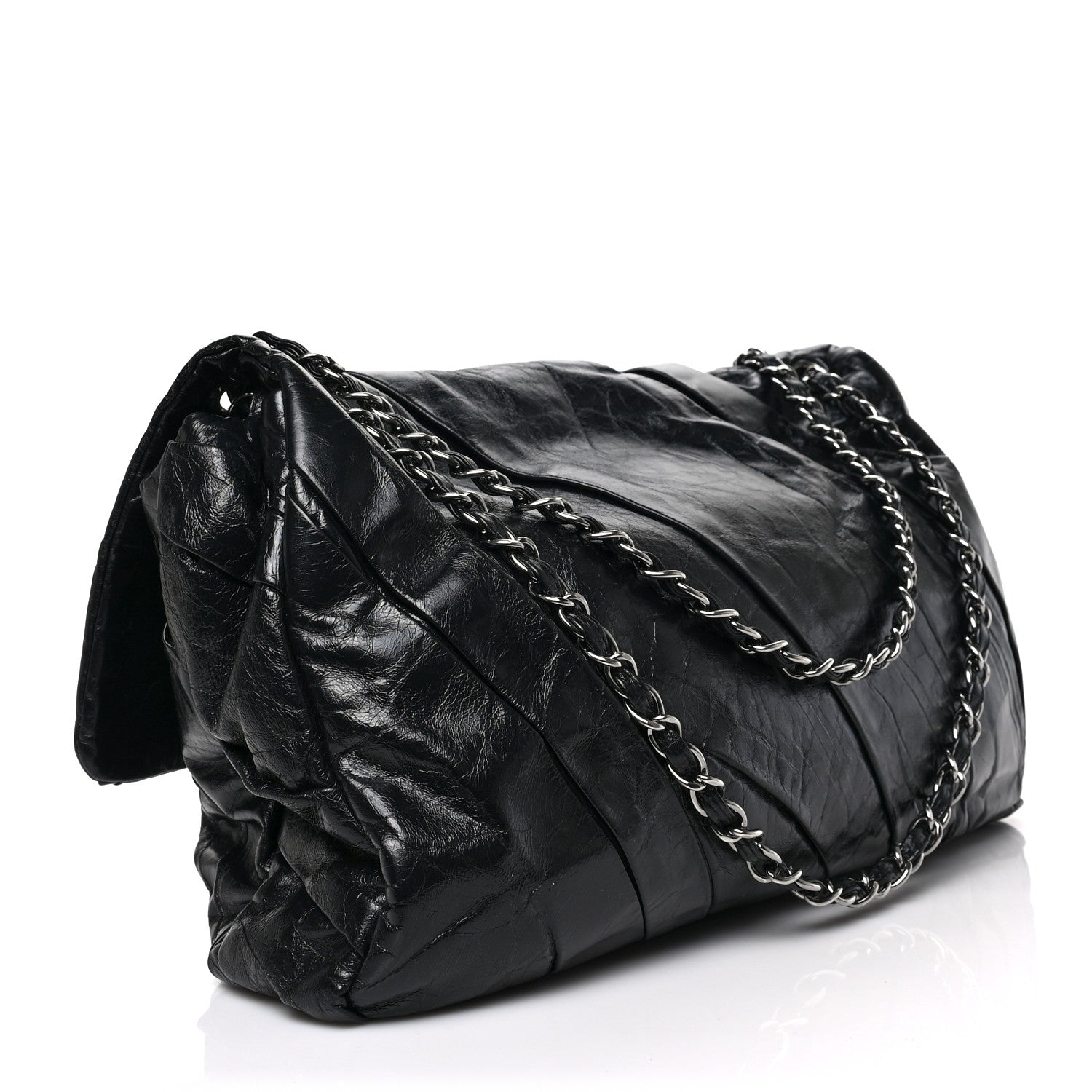 Chanel Glazed Calfskin Twisted Maxi Flap Black 3 of 8