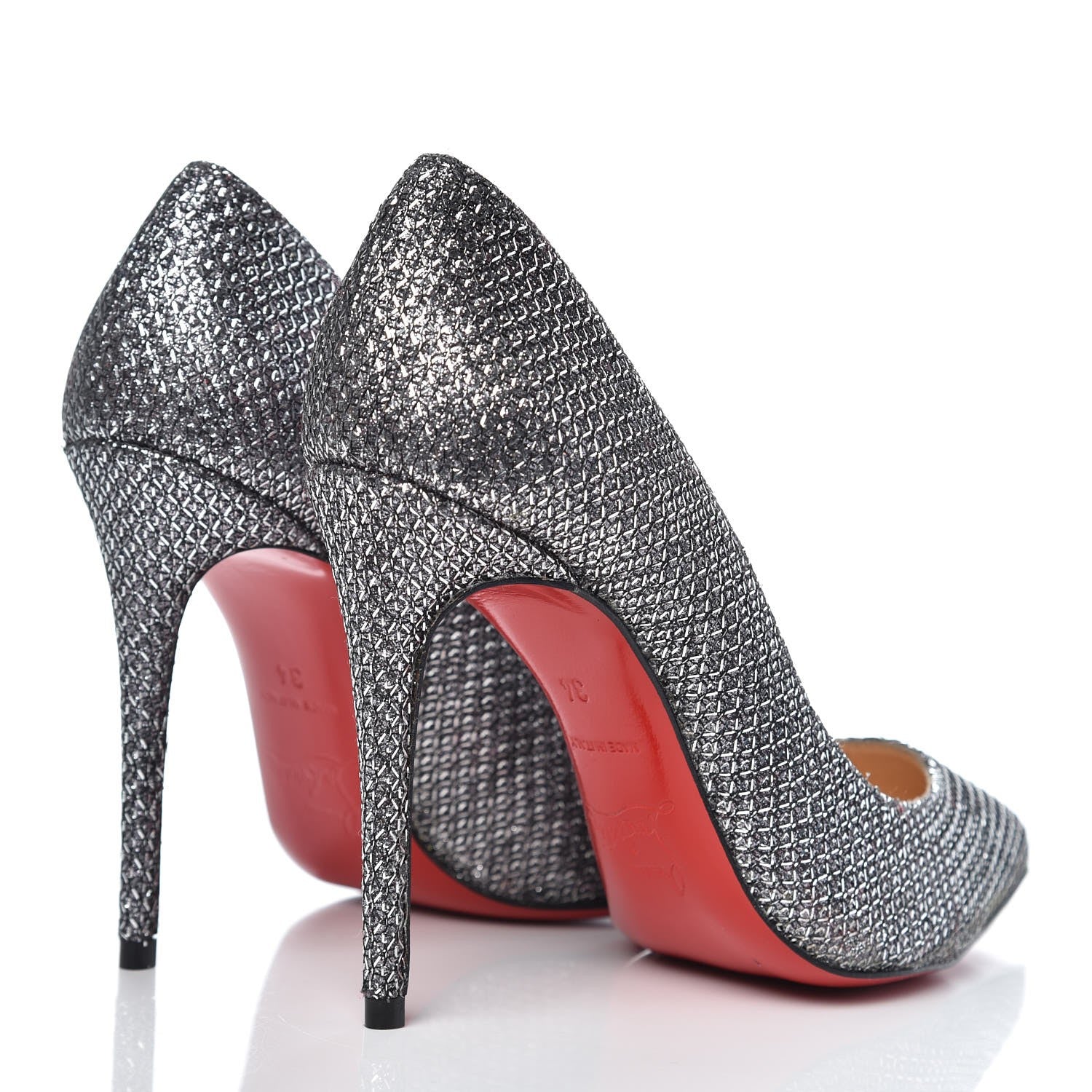 Christian Louboutin Glitter Diams Decollete 554 85 Pumps 34 Silver Antic 4 of 8
