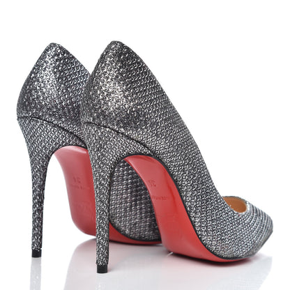 Christian Louboutin Glitter Diams Decollete 554 85 Pumps 34 Silver Antic 4 of 8