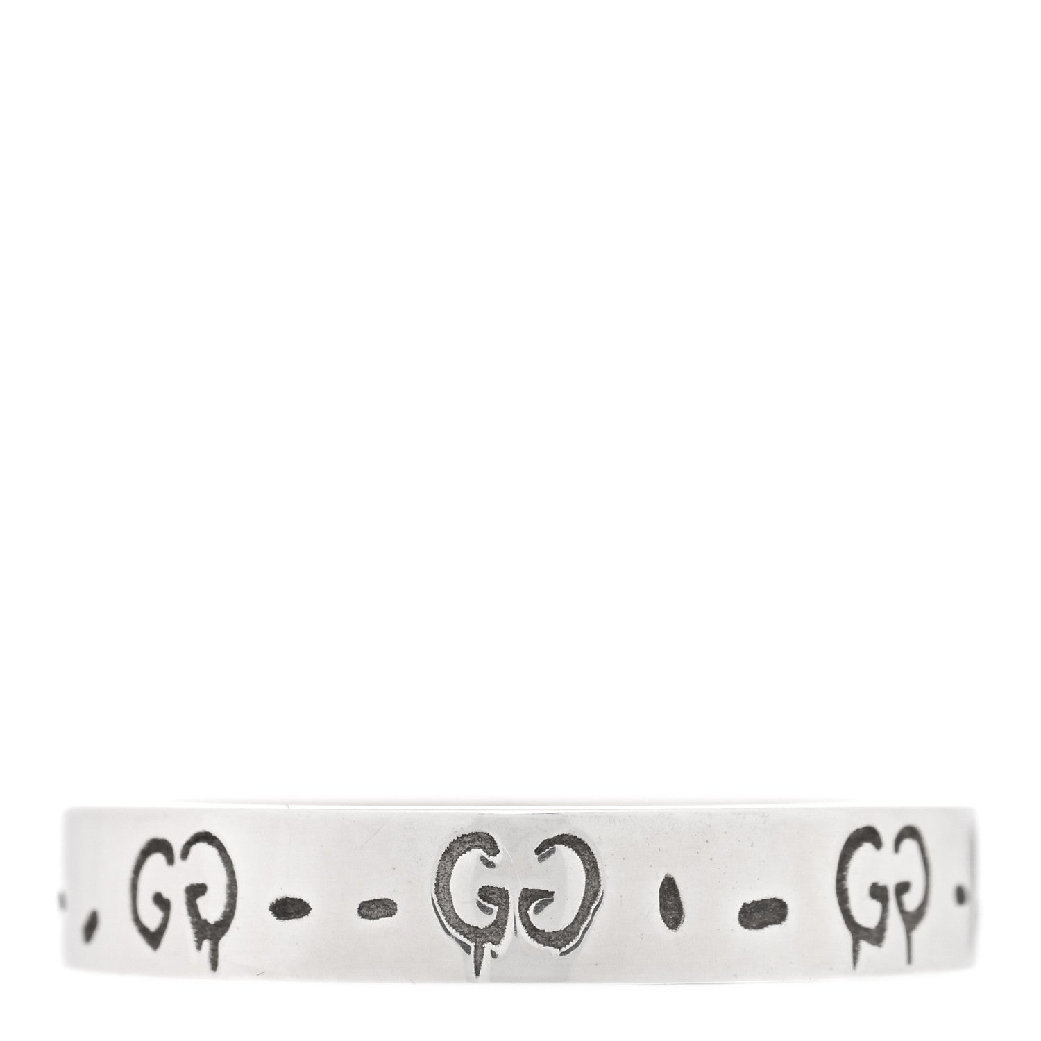 Gucci Sterling Silver Narrow GucciGhost Ring 55 7.25 3 of 4