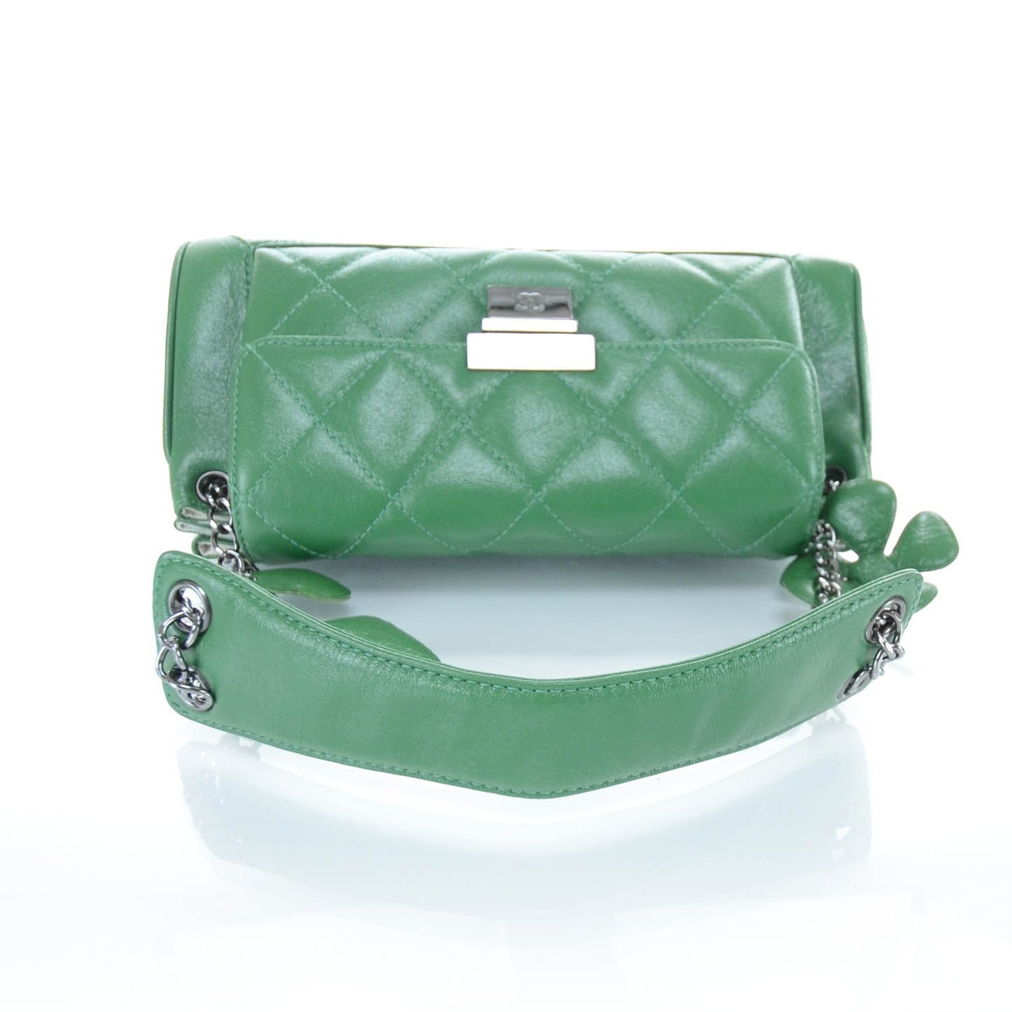 Leather Quilted Heart and Clove Flap Bag Green