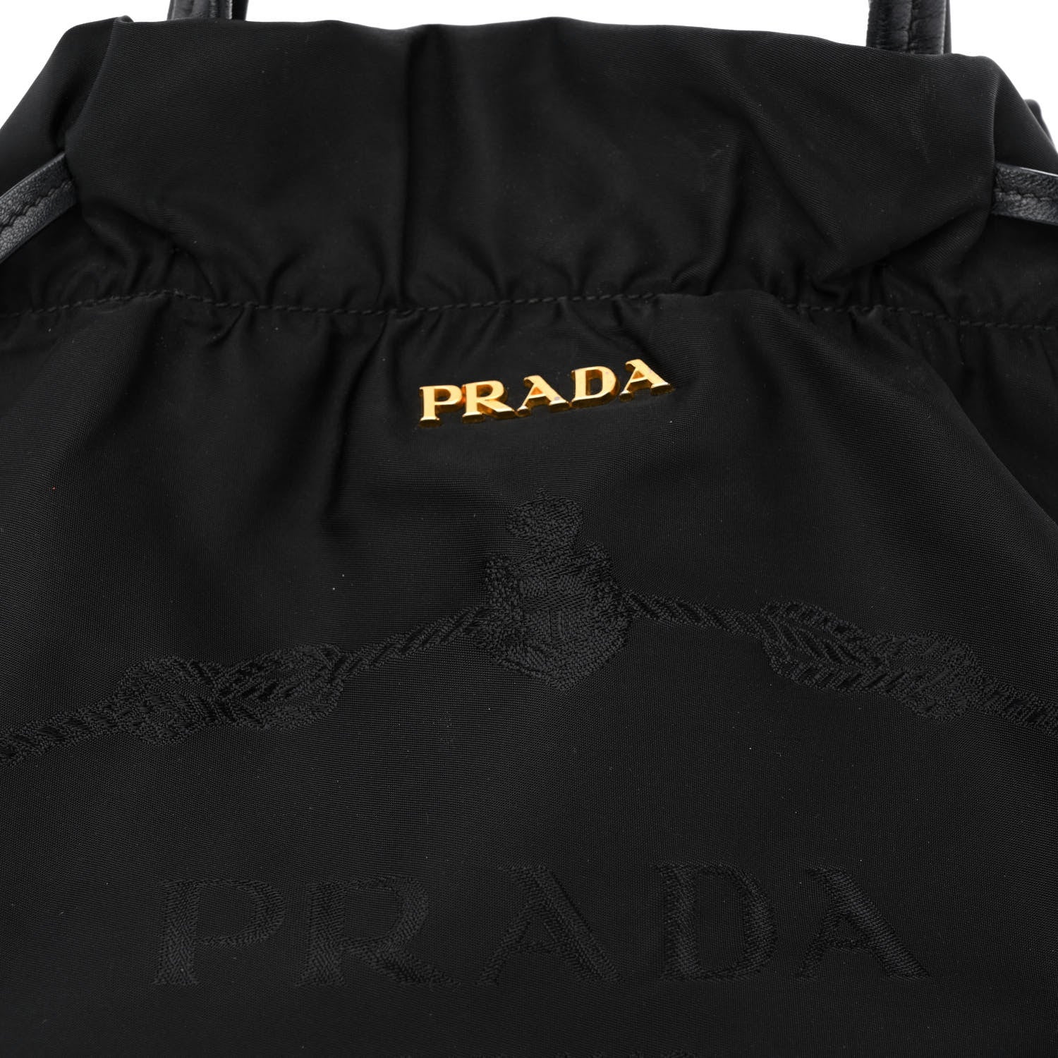 Prada Tessuto Nylon Jacquard Logo Drawstring Tote Black 8 of 10