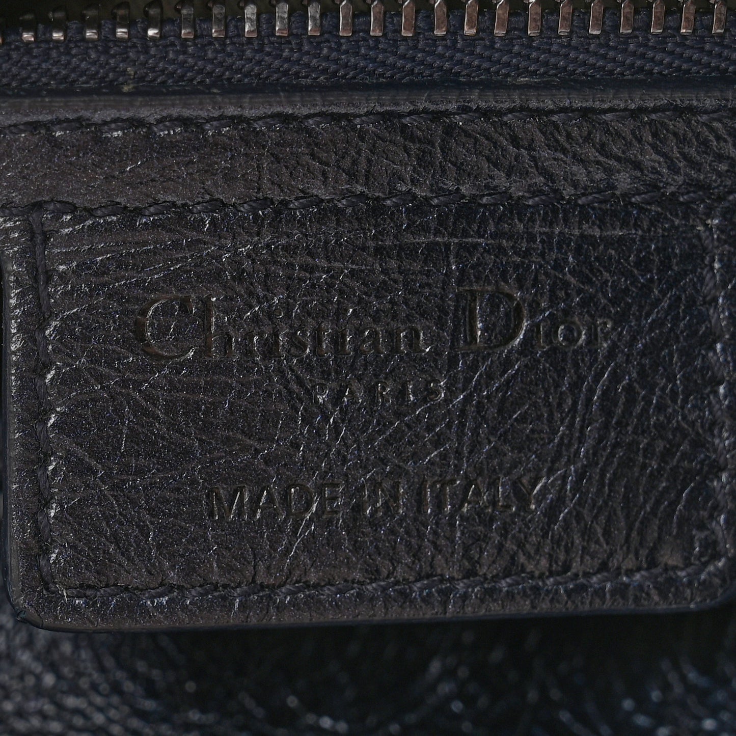 Metallic Lambskin Cannage Medium Lady Dior Navy Blue