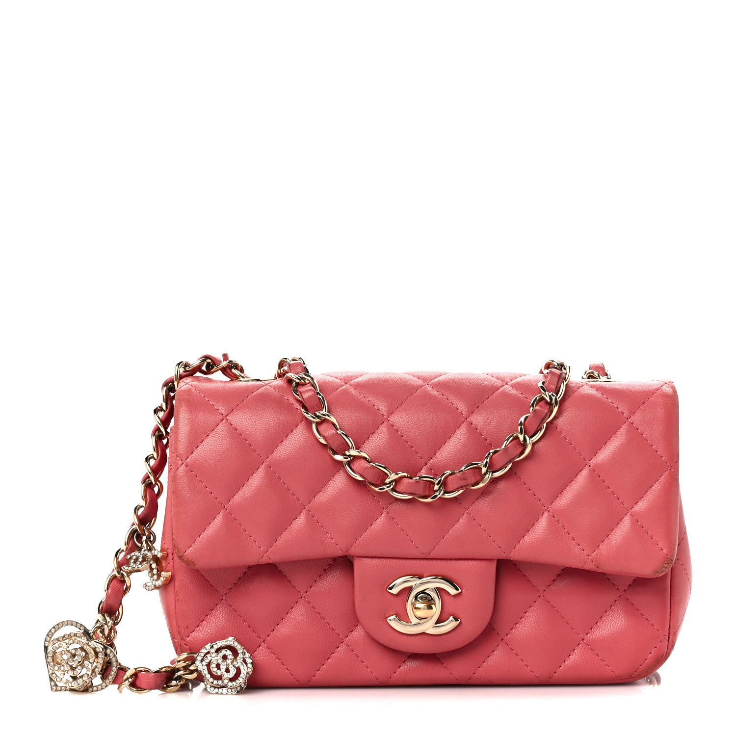 Chanel Lambskin Quilted Valentine Charms Mini Rectangular Flap Pink 1 of 14