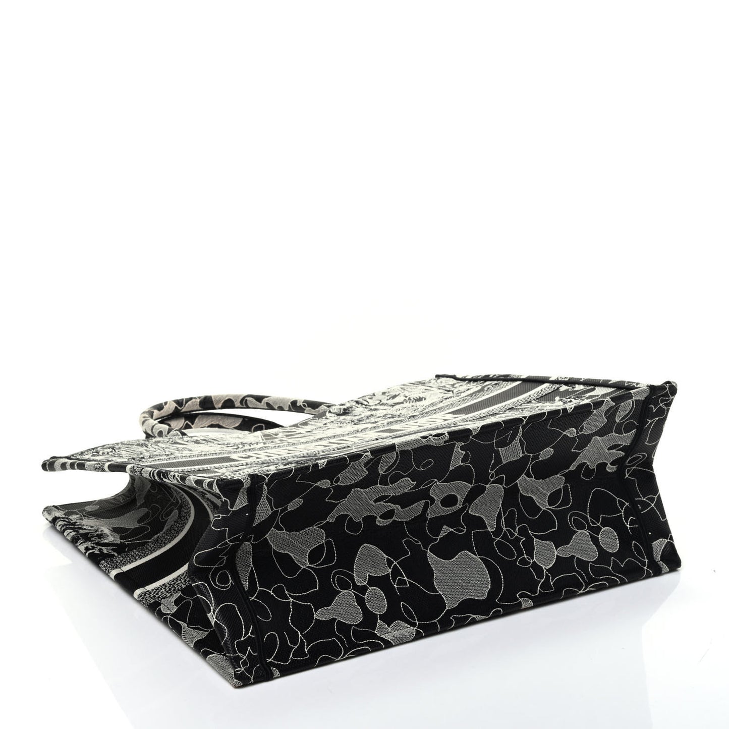 Canvas Embroidered Large Around The World Book Tote Black White