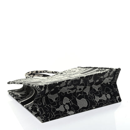 Christian Dior Canvas Embroidered Large Around The World Book Tote Black White 4 of 9
