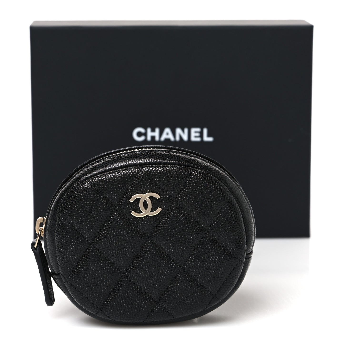 Caviar Quilted Zip Around Classic Coin Purse Black