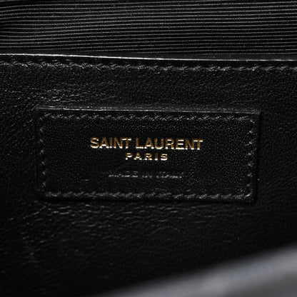 Saint Laurent Grain De Poudre Textured Mixed Matelasse Triquilt Medium Monogram Satchel Dark Smog 5 of 9