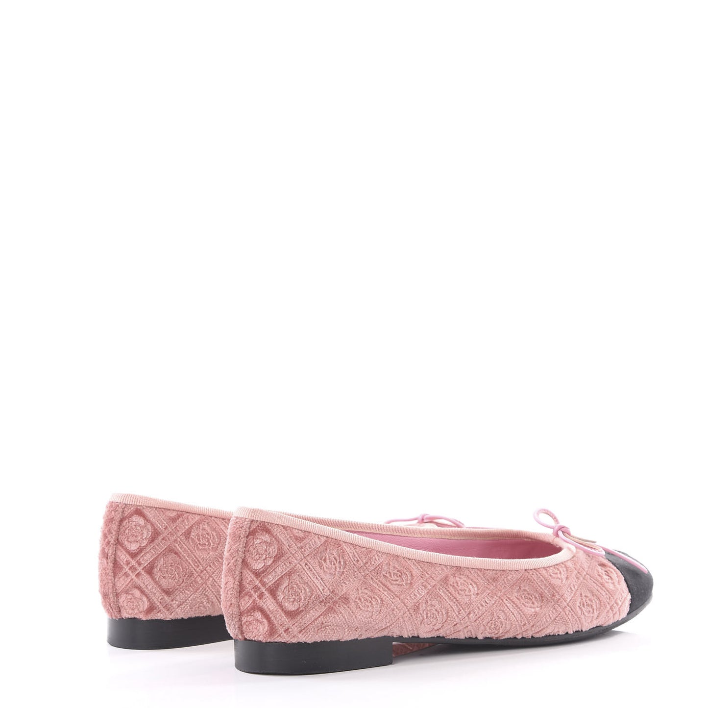 Velvet Grosgrain Cap Toe Ballerina Flats 37 Pink Black