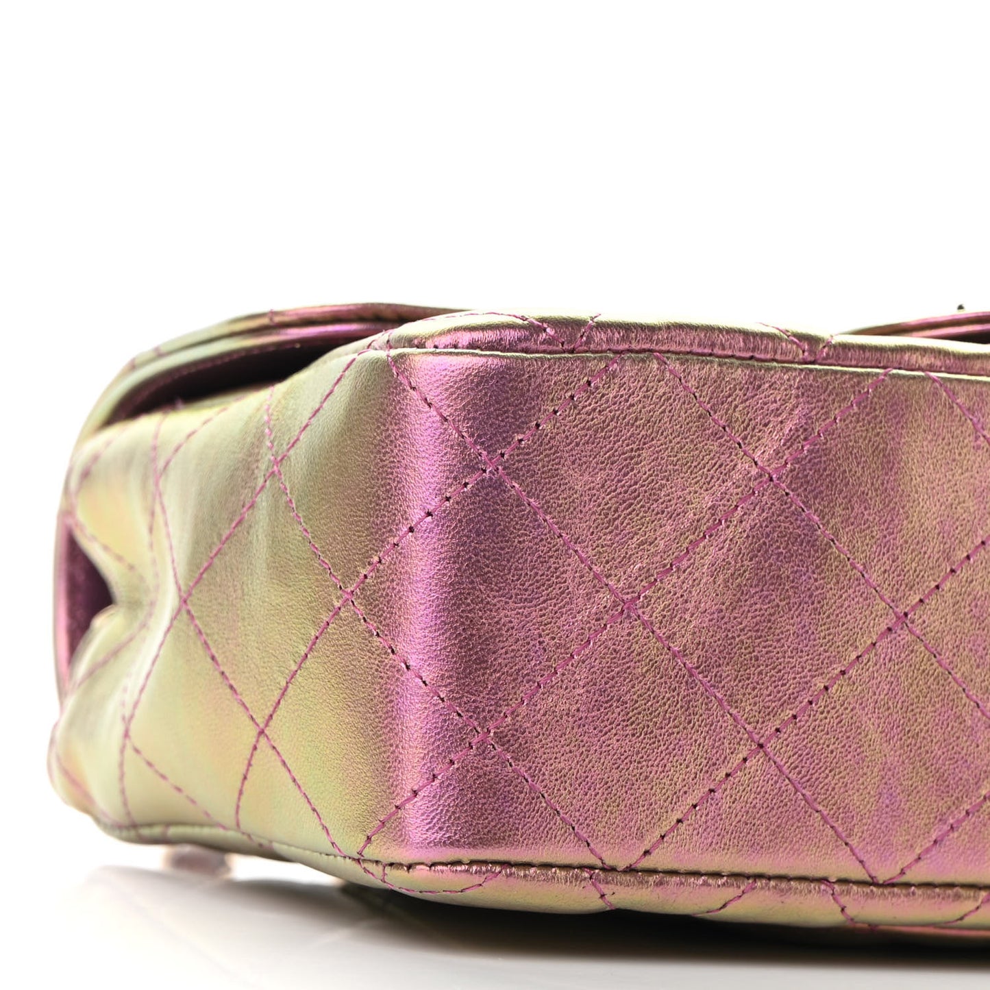 Iridescent Lambskin Quilted Mini Rectangular Flap Purple