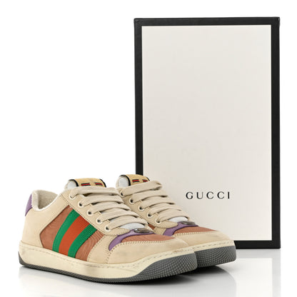 Gucci Moire Fabric Nubuck Web Womens Screener Sneakers 35 Cinnamon Dusty Milk New Lavender 9 of 9