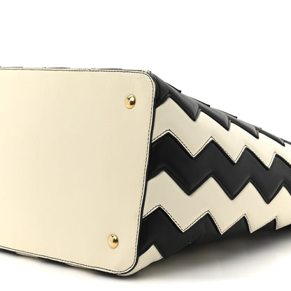 Salvatore Ferragamo Calfskin ZigZag Tote Black White 8 of 14
