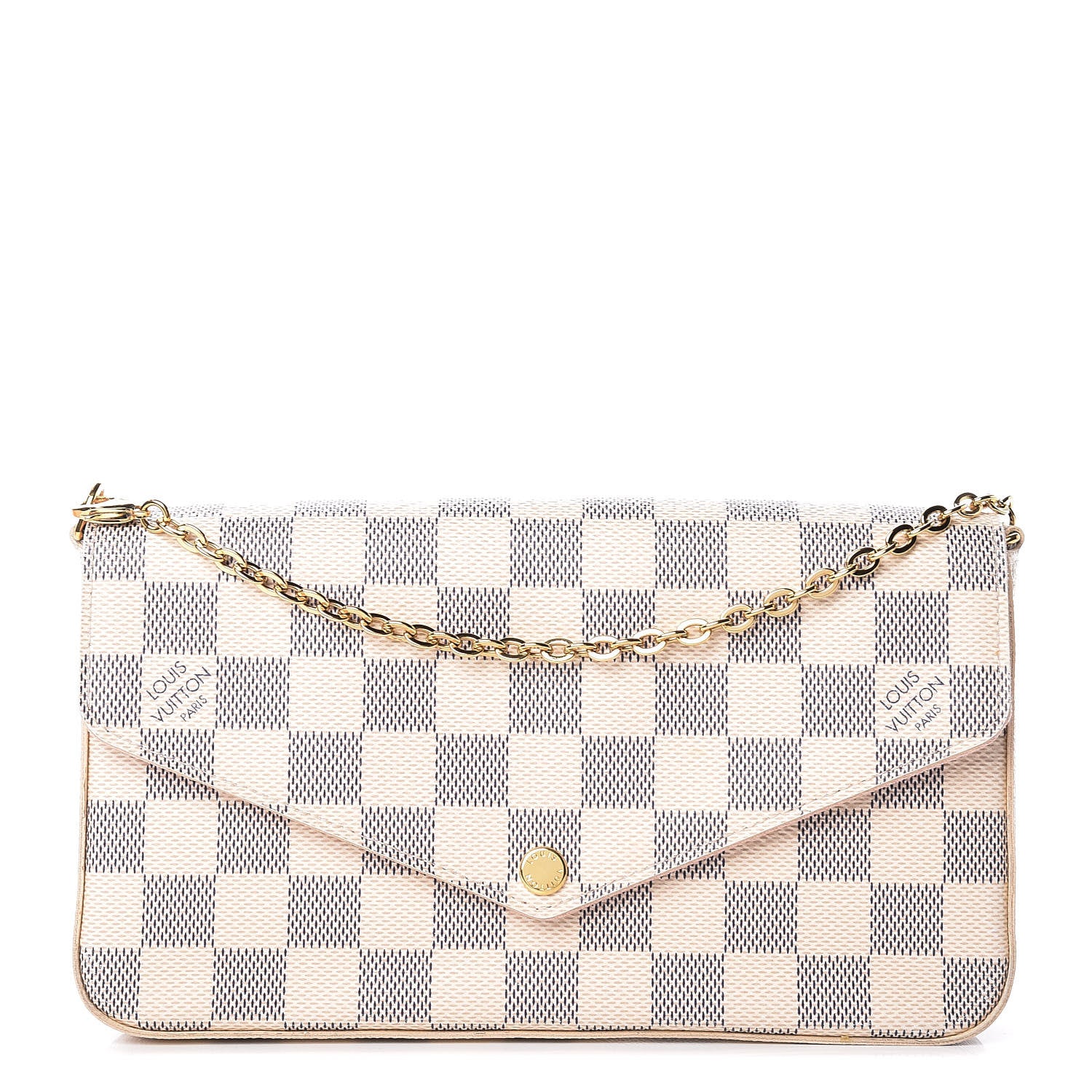 Louis Vuitton Damier Azur Pochette Felicie Chain Wallet Rose Ballerine 1 of 16