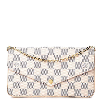 Louis Vuitton Damier Azur Pochette Felicie Chain Wallet Rose Ballerine 1 of 16