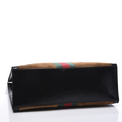 Gucci Suede Patent Web Ophidia Vertical Tote Nocciola Black 3 of 11