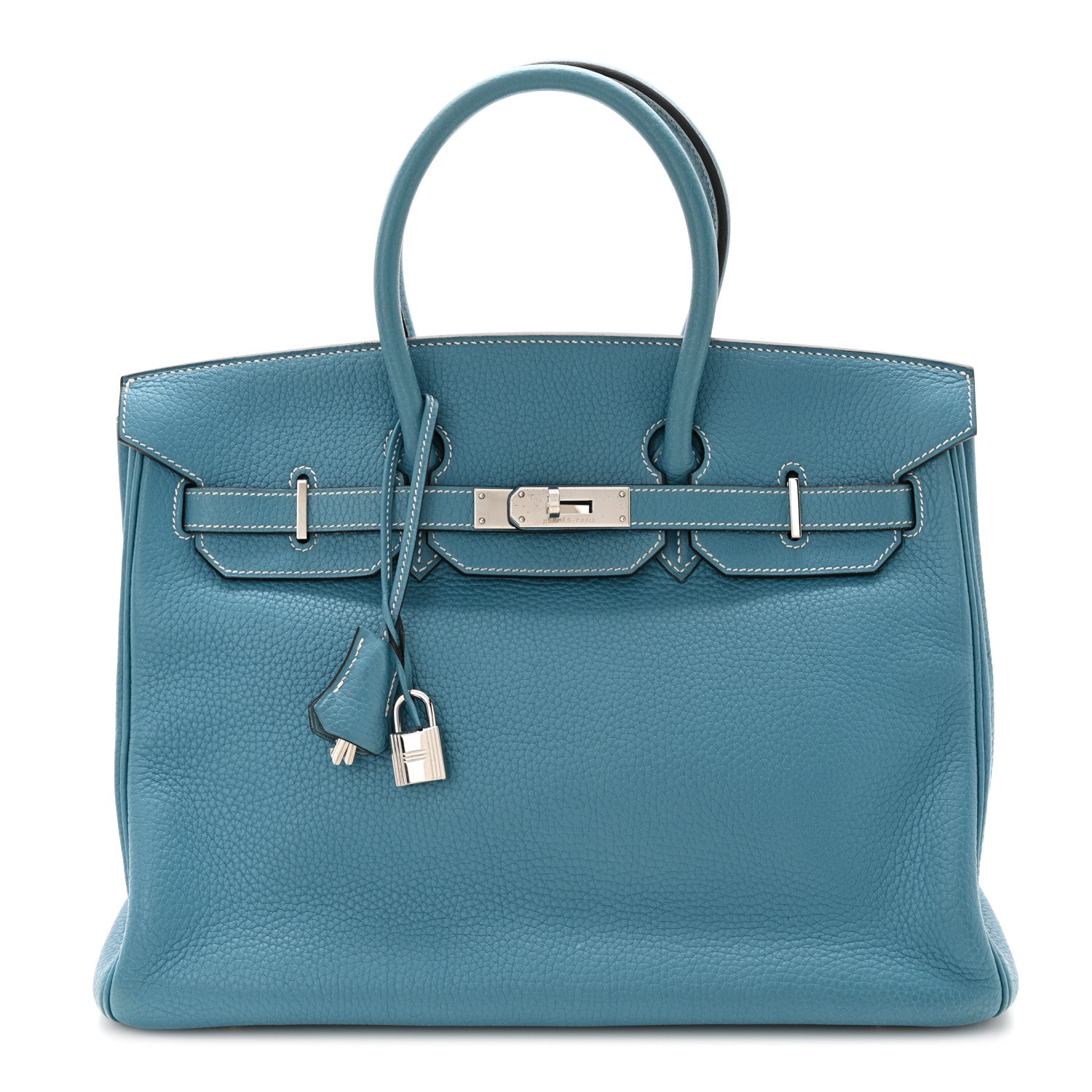Hermes Taurillon Clemence BIRKIN 35 Blue Jean 1 of 20