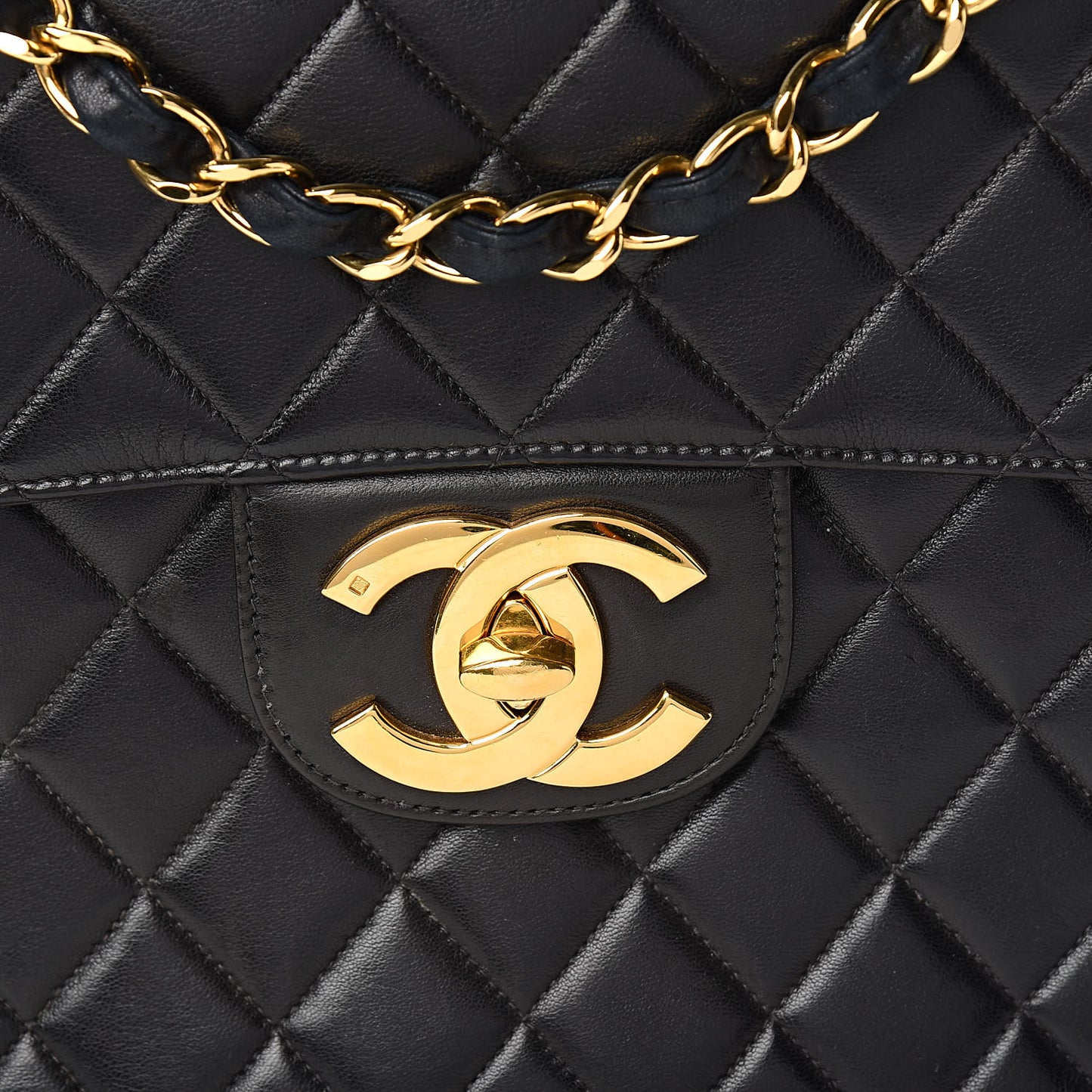 Lambskin Quilted XL Jumbo Single Flap Black