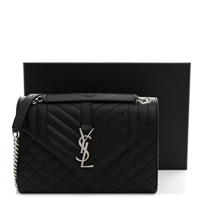 Saint Laurent Grain De Poudre Textured Mixed Matelasse Triquilt Small Monogram Satchel Black 11 of 11