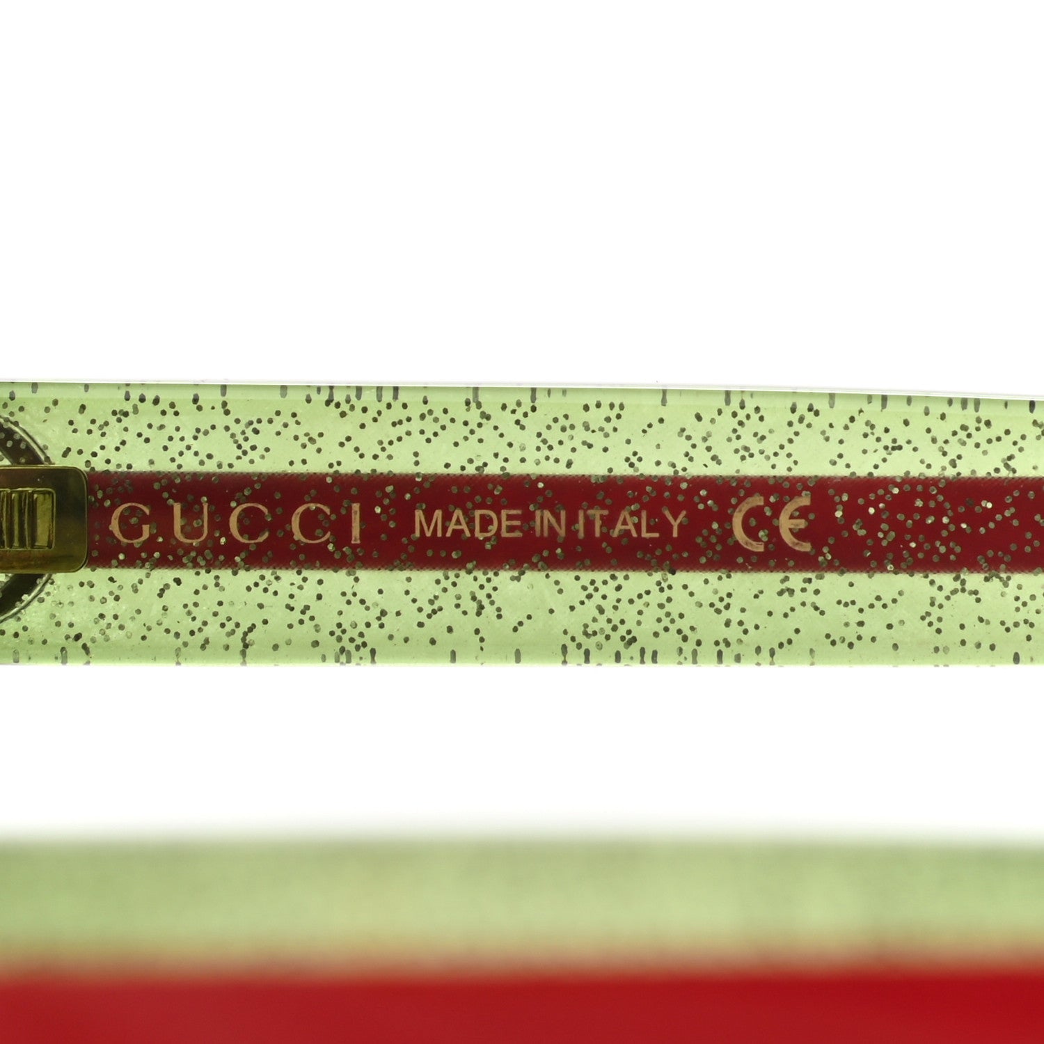 Gucci Acetate Square Frame Web Glitter Sunglasses GG0034S Black Green 6 of 8