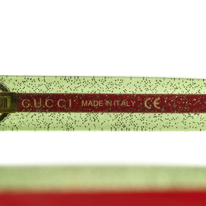 Gucci Acetate Square Frame Web Glitter Sunglasses GG0034S Black Green 6 of 8