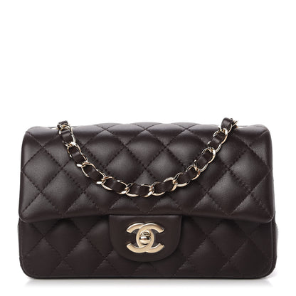 Chanel Lambskin Quilted Mini Rectangular Flap Dark Brown 1 of 11