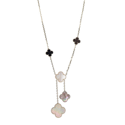 Van Cleef & Arpels 18K Yellow Gold Mother of Pearl Onyx 6 Motifs Magic Alhambra Necklace 1 of 7