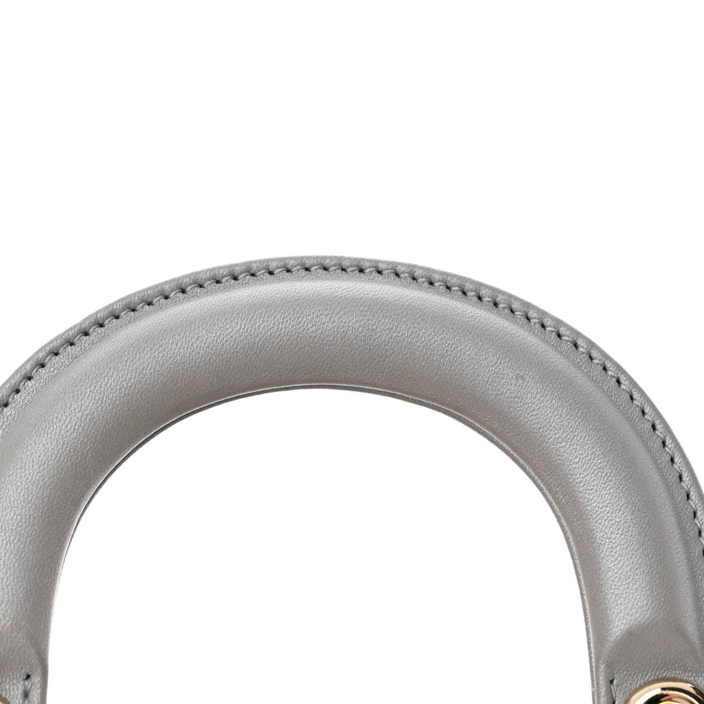 Metallic Lambskin Cannage Mini Lady Dior Grey