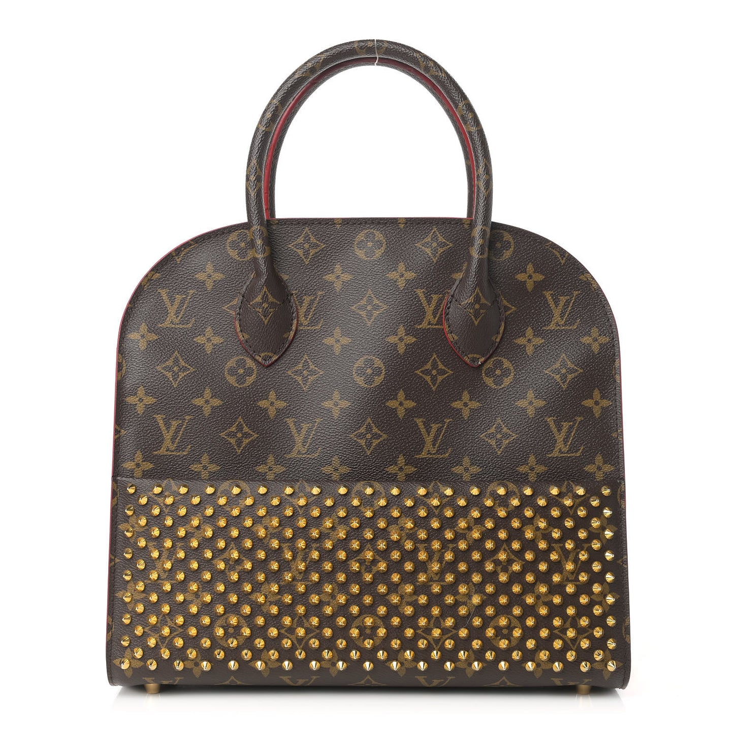 Monogram Calf Hair Spikes Iconoclasts Christian Louboutin Tote Red