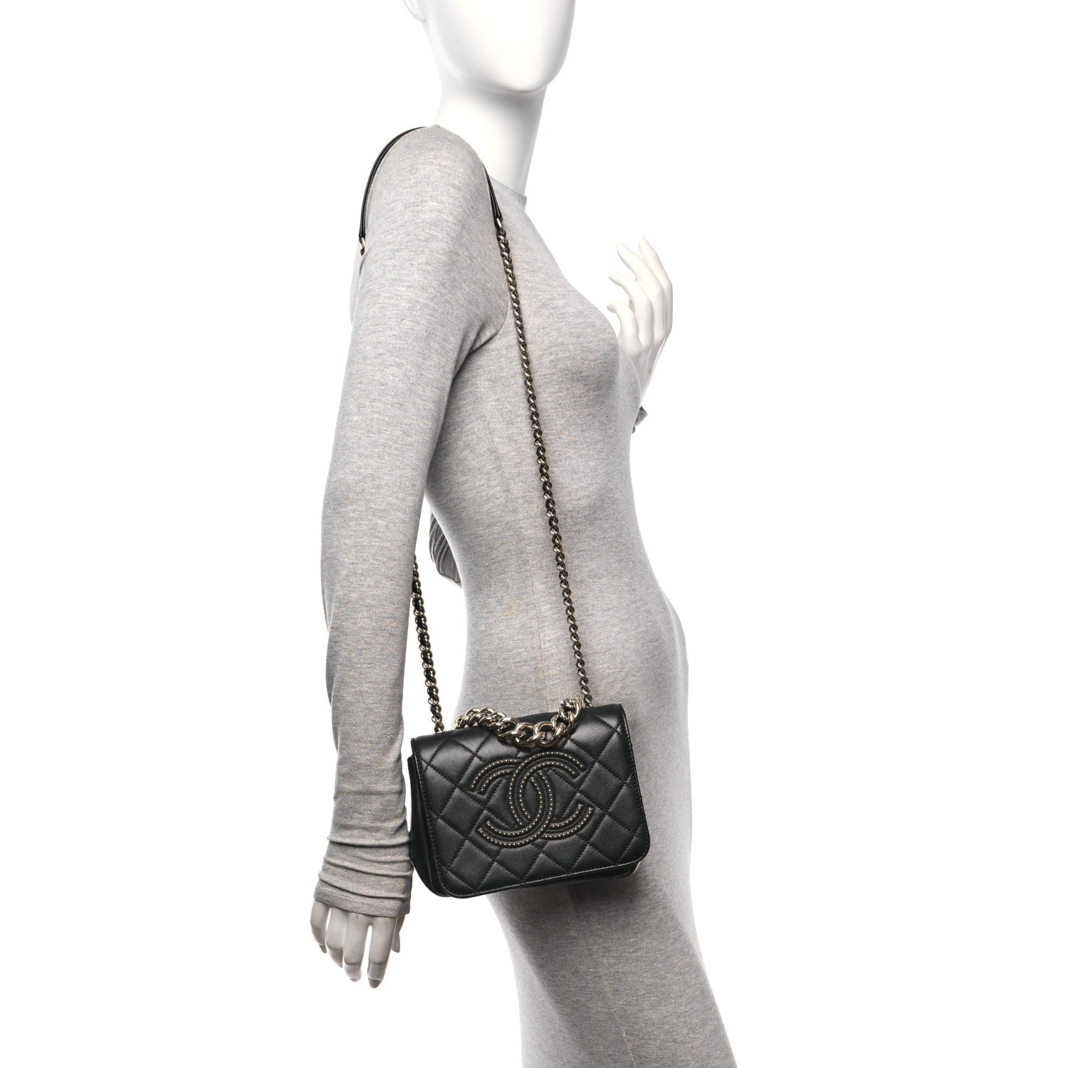 Chanel Lambskin Quilted Studded Beauty Begins Flap Black 2 of 10