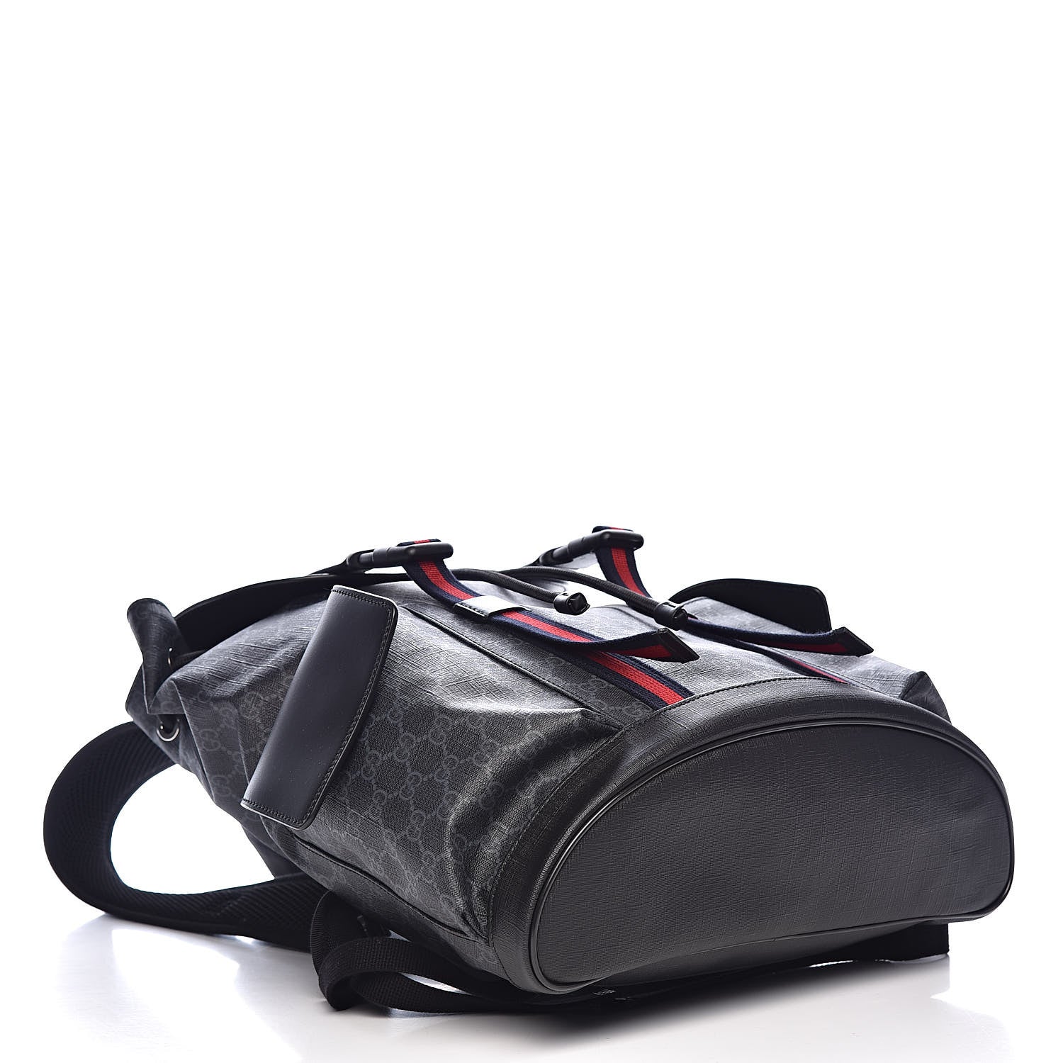 Gucci Soft GG Supreme Monogram Appia Calfskin Web Double Buckle Backpack Black 4 of 10