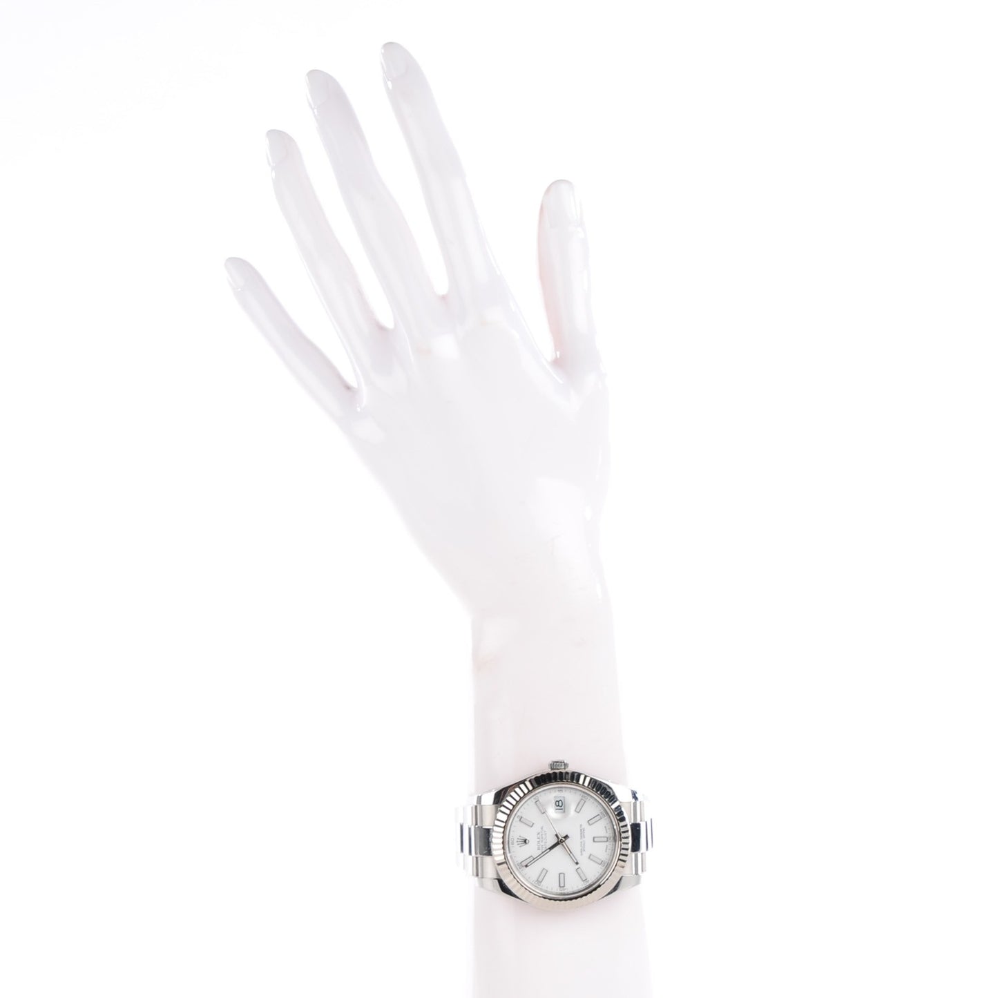 Stainless Steel 18K White Gold 41mm Oyster Perpetual Datejust Watch White 116334