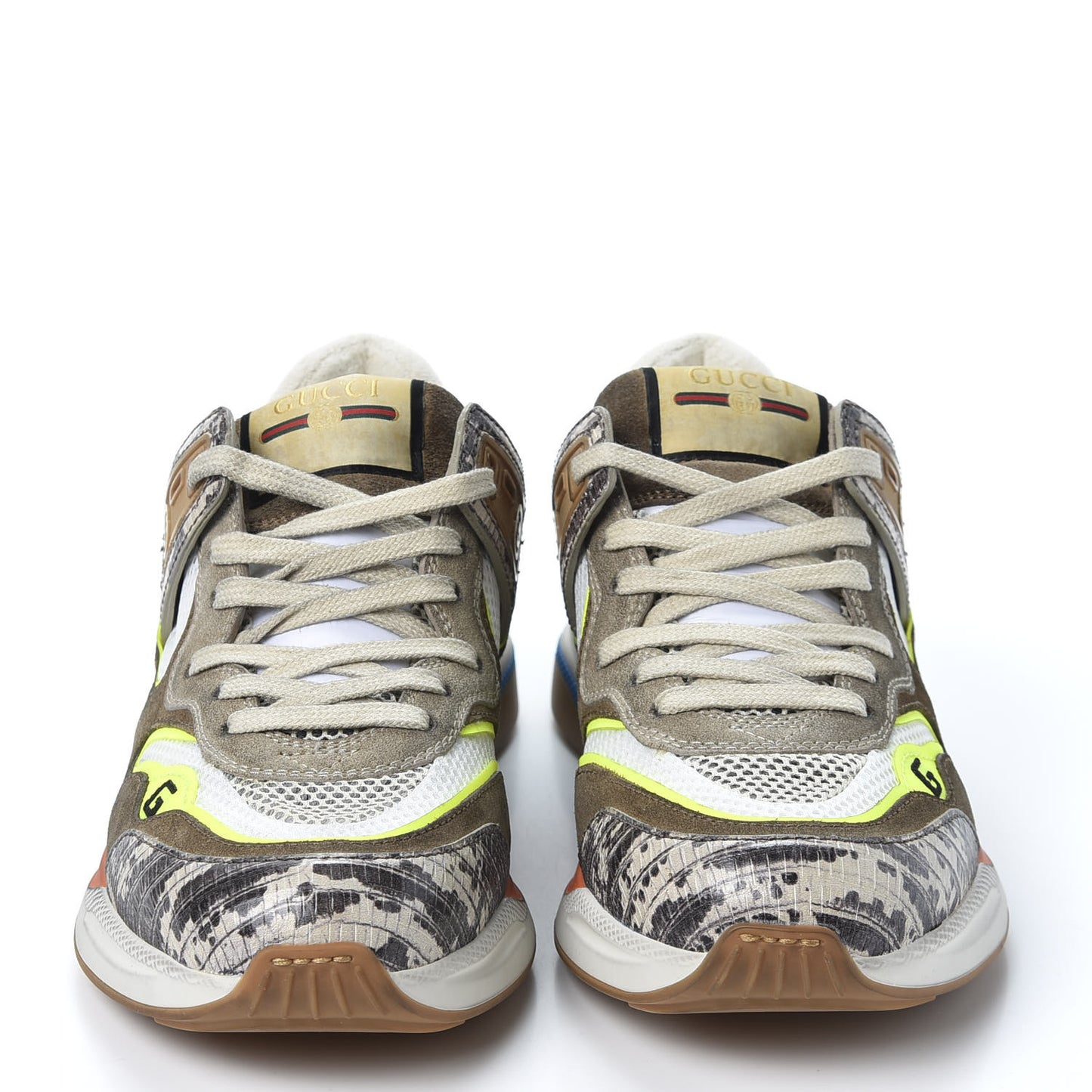 Suede Calfskin Tejus Printed Womens Ultrapace Sneakers 38.5 Natural Ardesia Neon Yellow