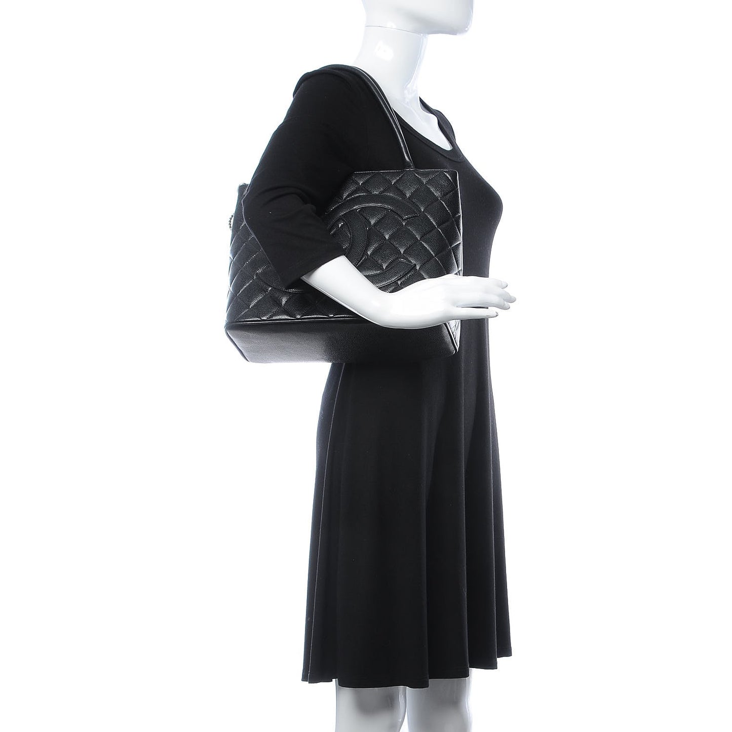 Caviar Quilted Medallion Tote Black