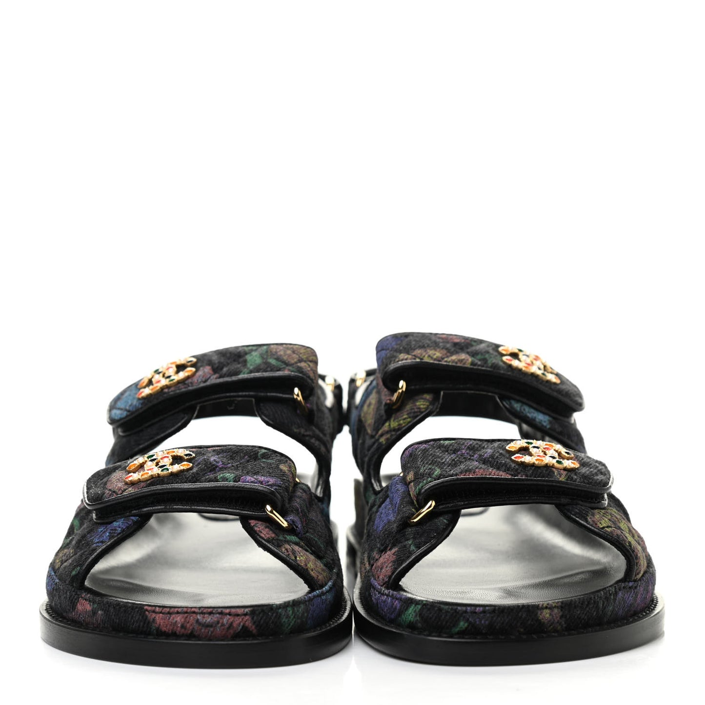 Denim Quilted Dad Sandals 35.5 Black Multicolor