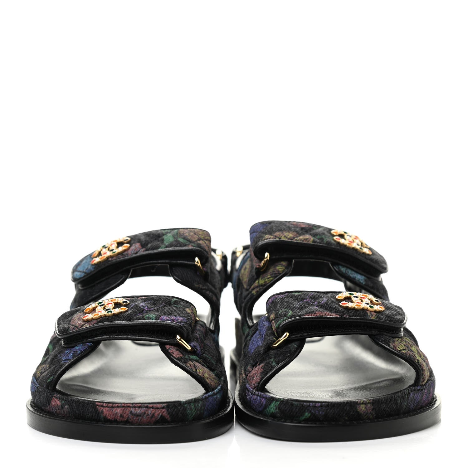 Chanel Denim Quilted Dad Sandals 35.5 Black Multicolor 2 of 8